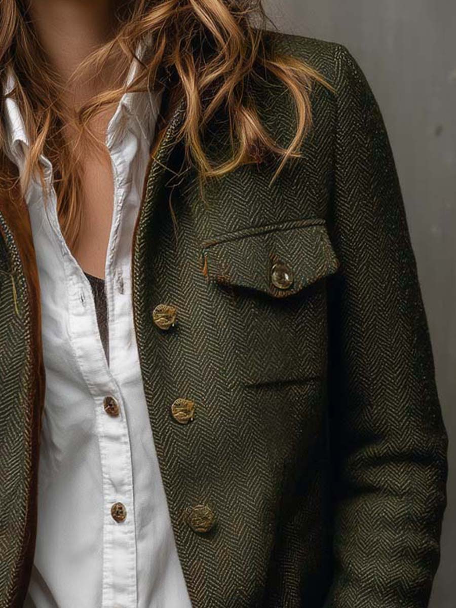 Women’s Military Jacket with Stand Collar