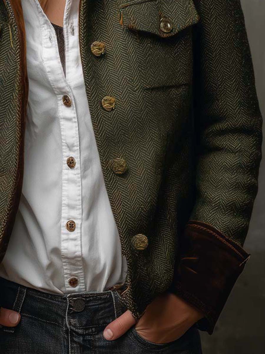 Women’s Military Jacket with Stand Collar