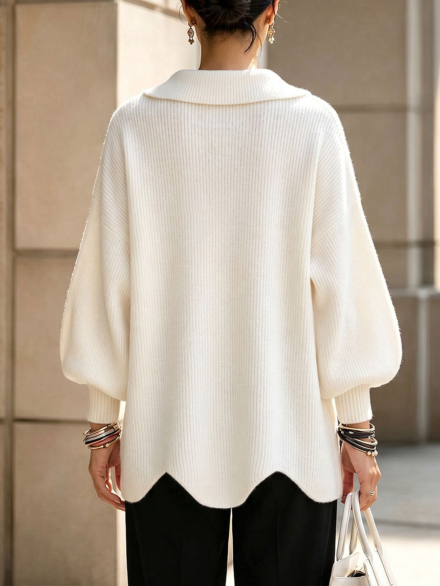 Polo-shirt Style Knit Sweater