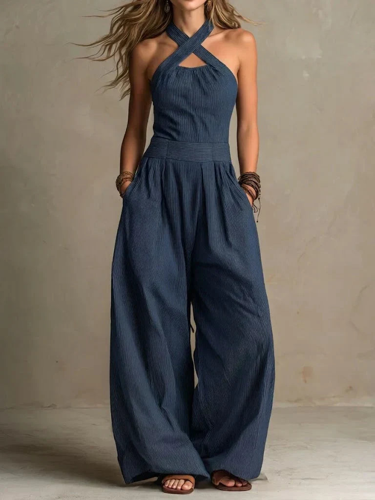 Karissa™ Flowing Wide-Leg Halter Jumpsuit