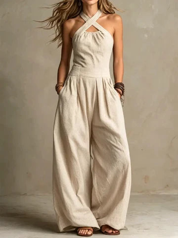 Karissa™ Flowing Wide-Leg Halter Jumpsuit