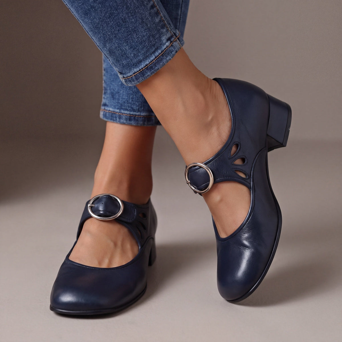 Josephine Buckle Strap Low Block Heel