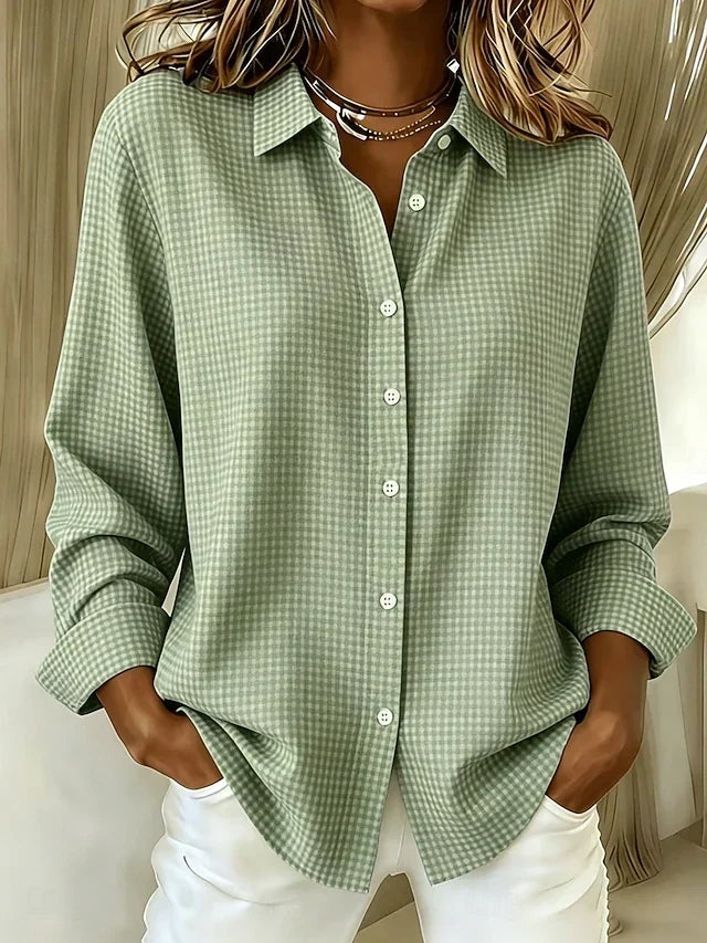 Hillrose Relaxed Gingham Button-Front Blouse