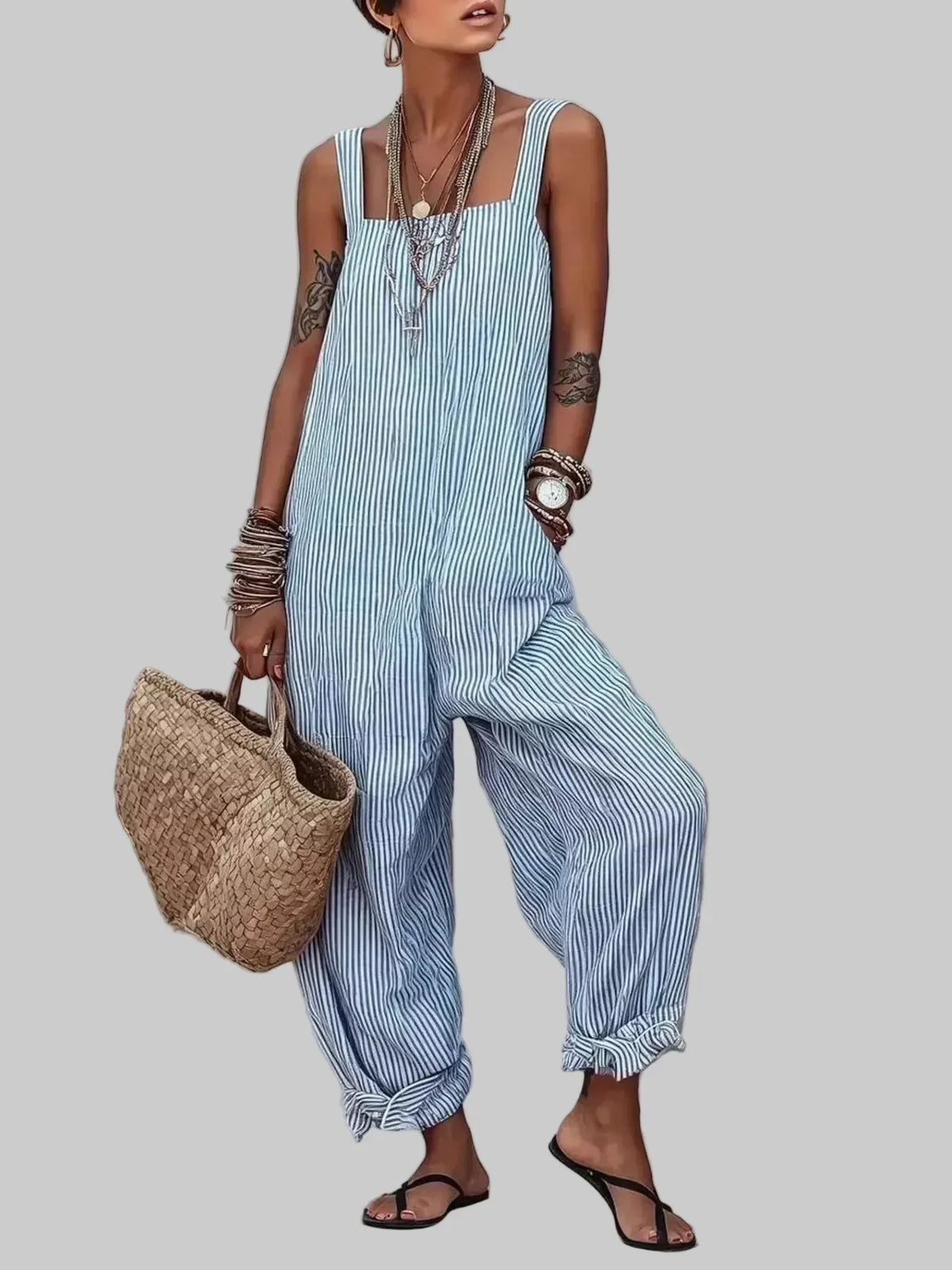 Mamma Mia Striped Wide-Leg Jumpsuit