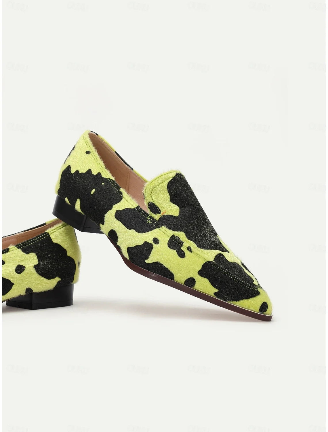 Serena Cow Print Pointed Toe Loafers