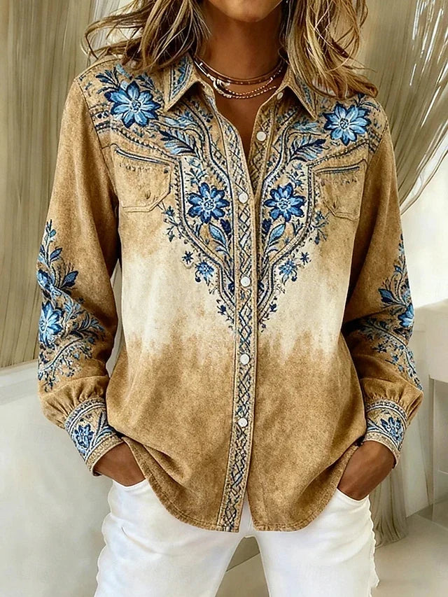 Tucson Vintage Western Floral Button Blouse