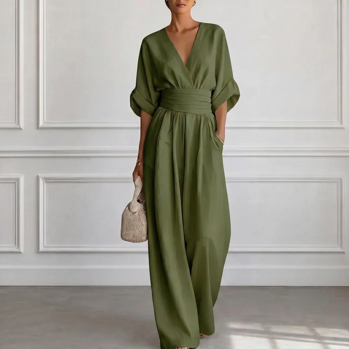 Wide Leg V-Neck Jumpsuit