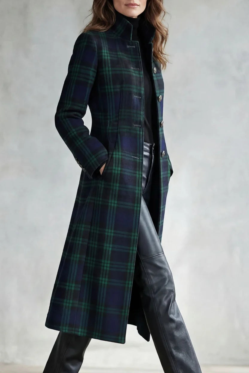 Mildred Elegant Plaid Coat