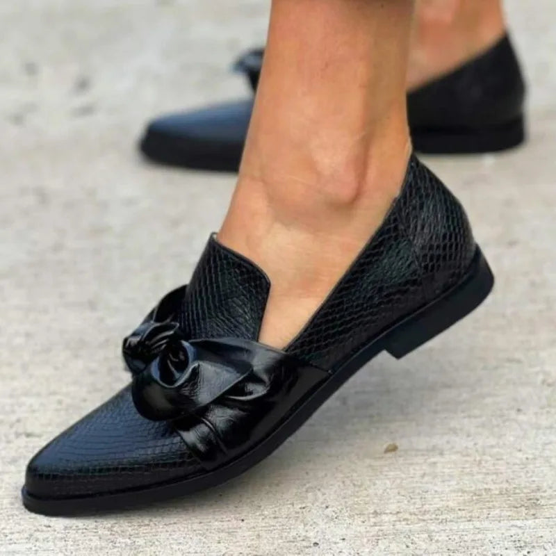 Corinne Bow Accent Slip On Flat Loafers